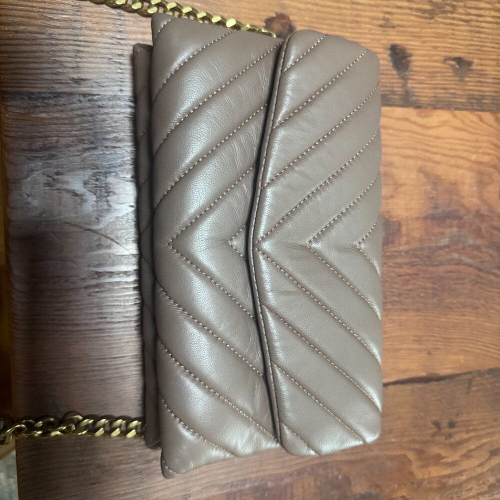 Italian Leather Quilted Wallet Crossbody, Quince, Dark Taupe - Picture 4 of 8